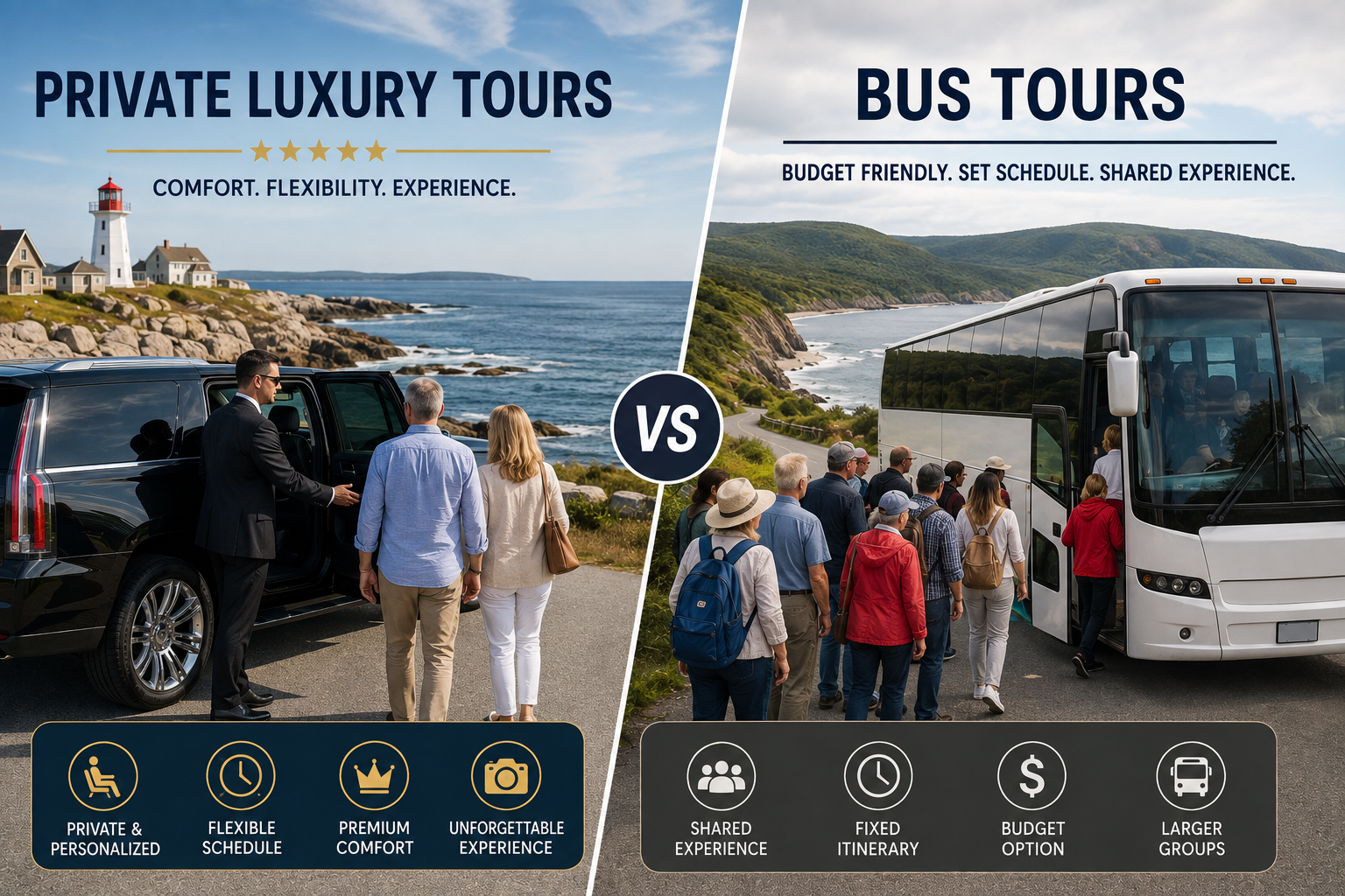 Read more about the article Private Luxury Tours vs. Bus Tours in Nova Scotia – What’s Best for You?